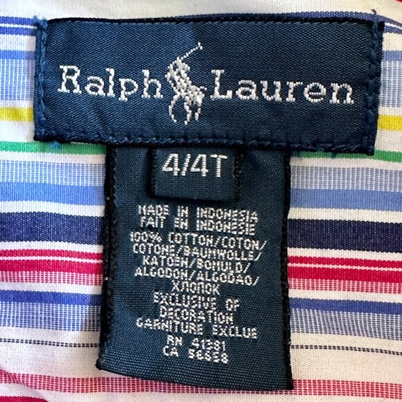 Polo Ralph Lauren Boys Size 4T Oxford Button Down Stripe Shirt Long Sleeves - Picture 4 of 5